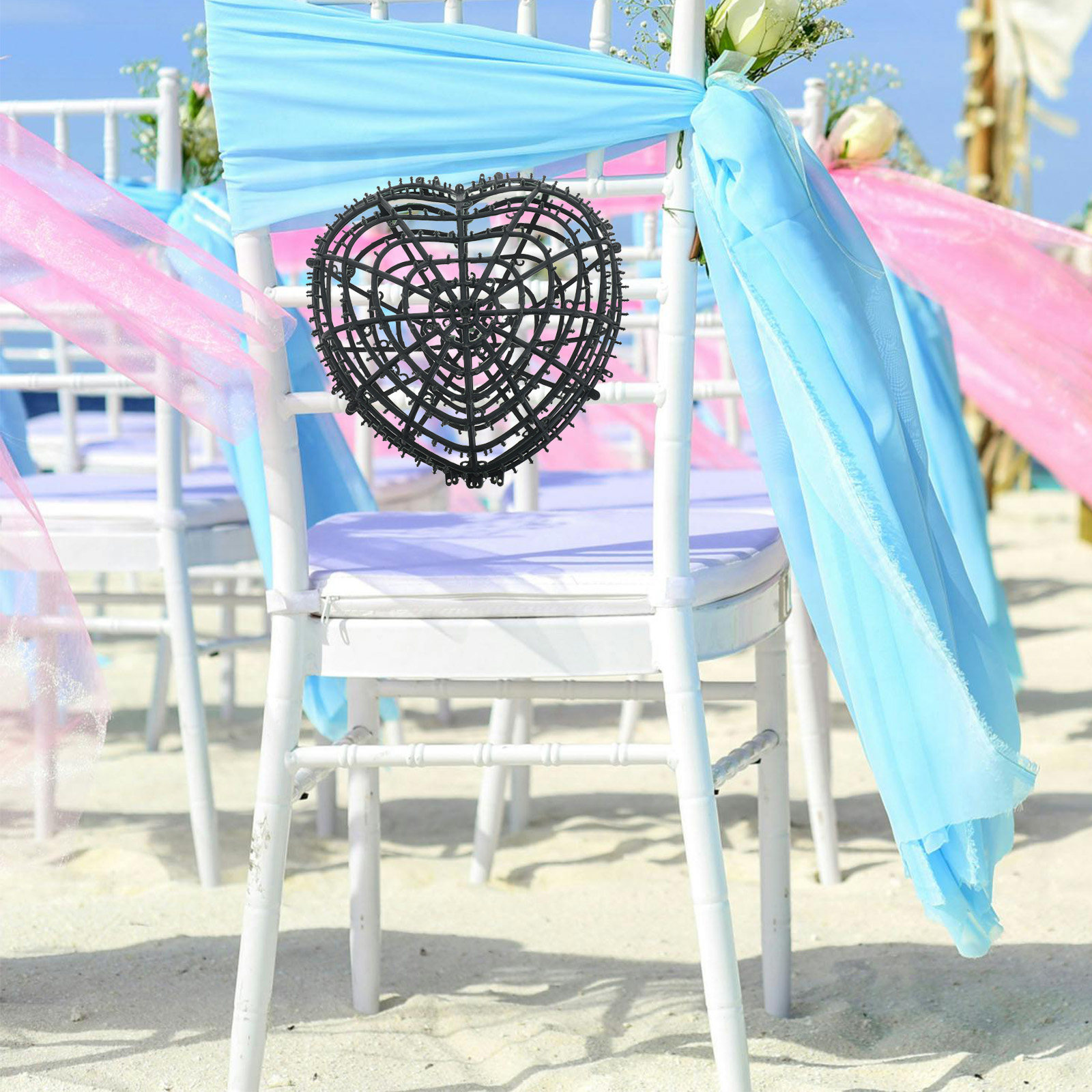 Wedding Decoration Supply - 2Pcs Artificial Heart Shaped Floral Cage