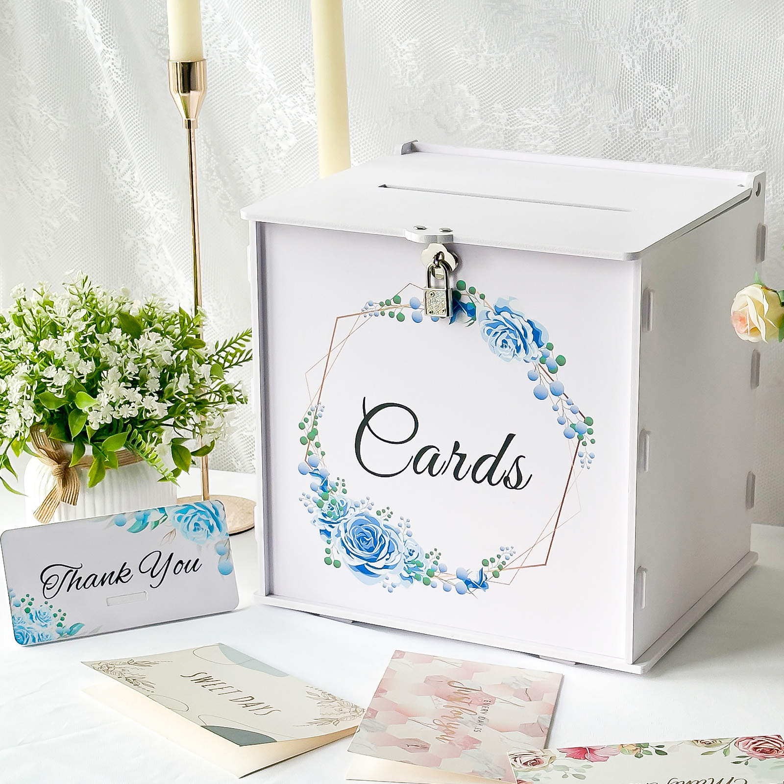 Wedding Sutra - White Wedding Card Box with Lock,