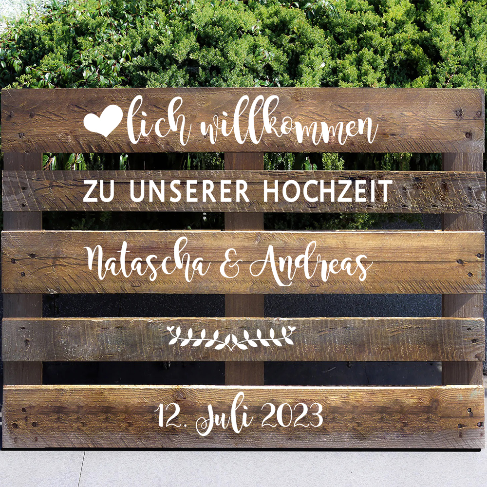 Wedding Sutra - German Personalized Wedding Pallet Stickers ZU