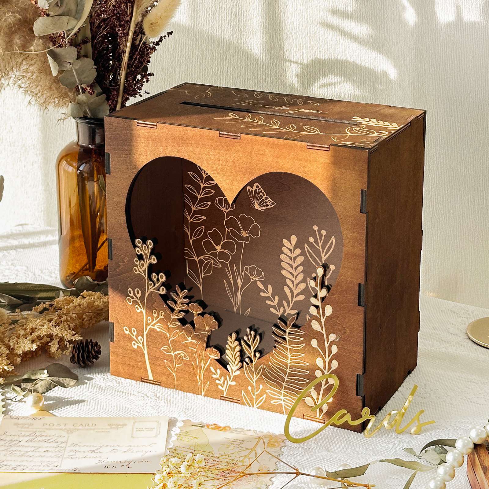 Wedding Card Box - OurWarm Heart Window Card Box, wedding