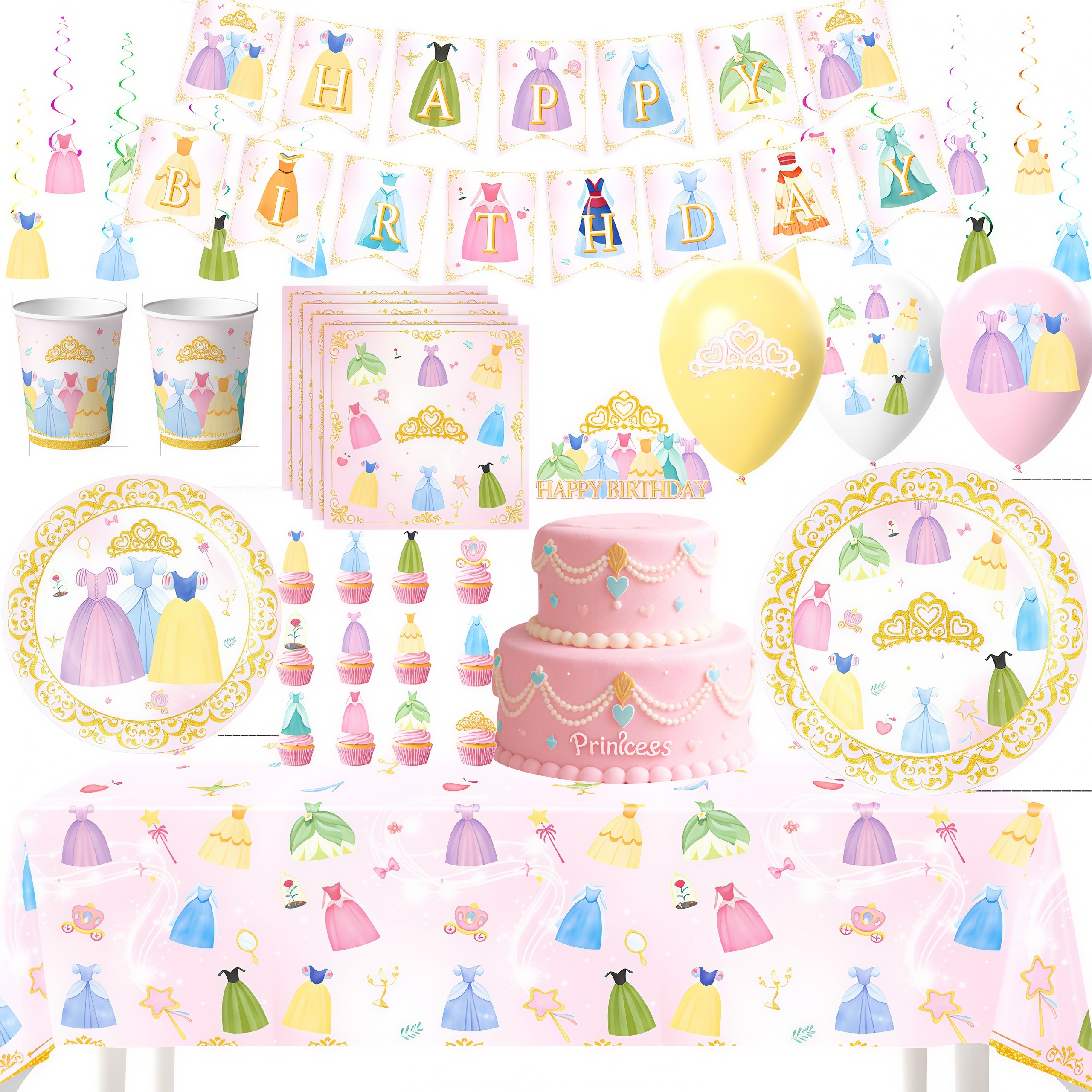 Princess Dress Girls Birthday  - Confetti Balloon Set avaliação e preço