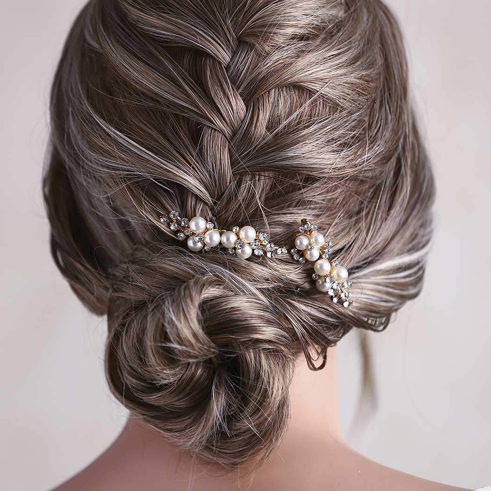 2Pcs Simple Wedding Hair Combs - Wedding Decoration Supply avaliação e preço