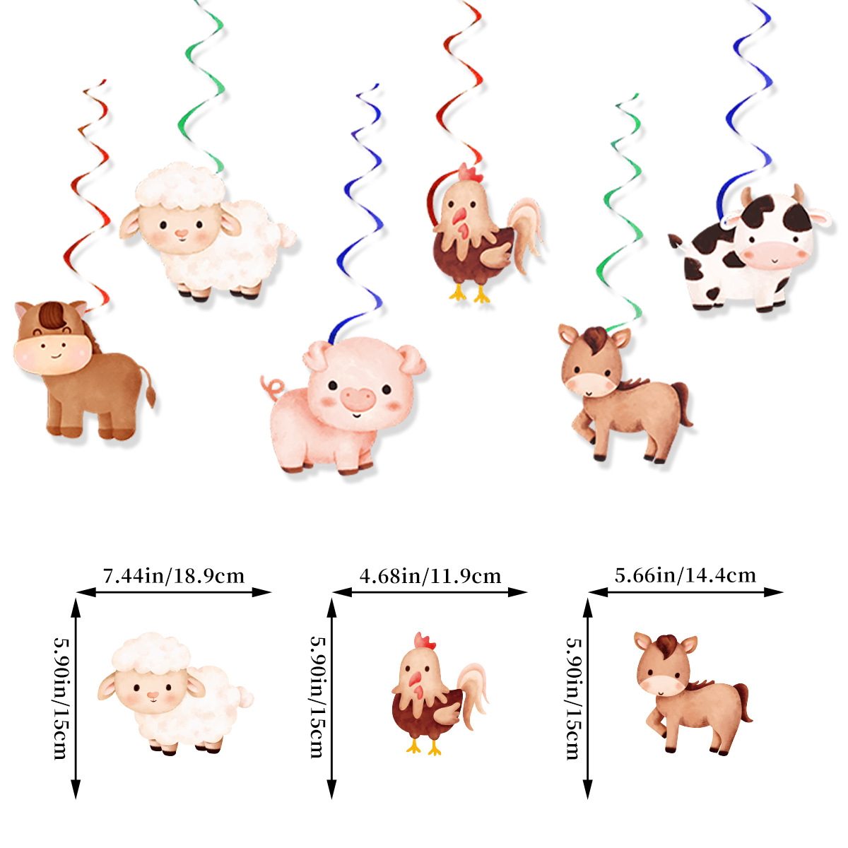 Cartoon Farm Animal Theme Birt - Confetti Balloon Set avaliação e preço