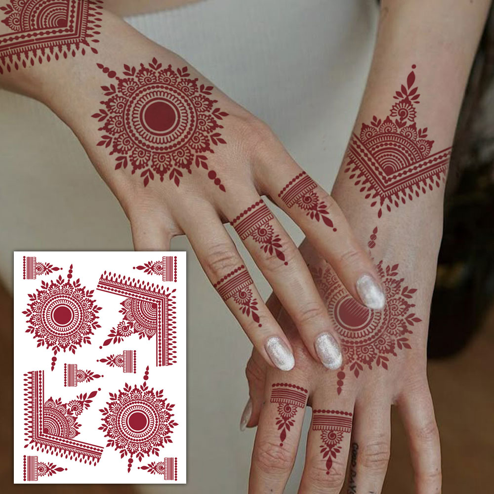Red Lace Henna Waterproof Temp - Wedding Sutra avaliação e preço