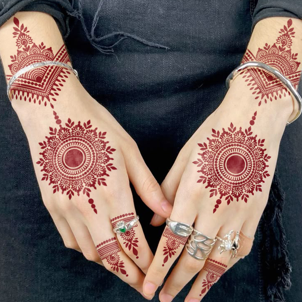 Red Lace Henna Waterproof Temp - Wedding Sutra avaliação e preço