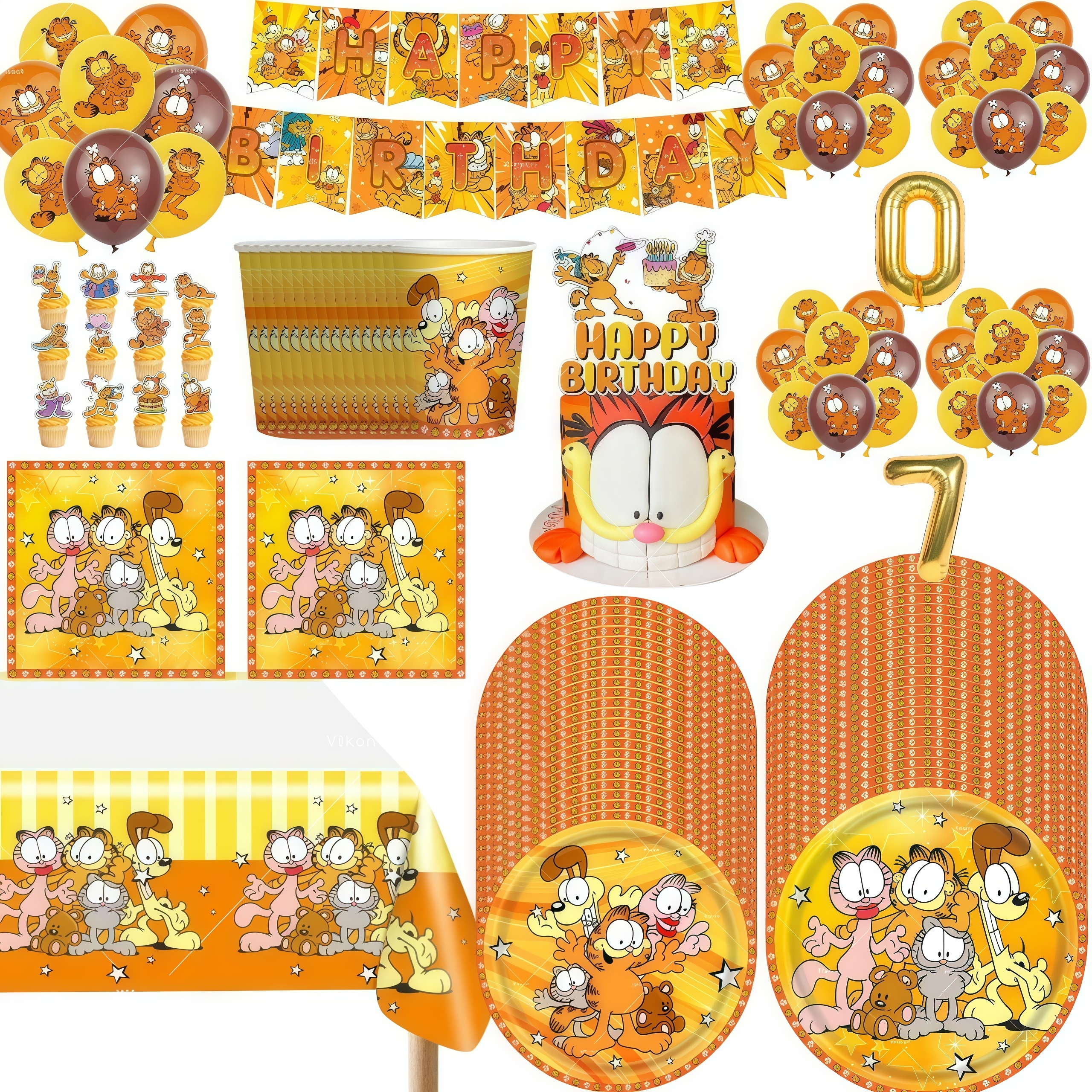 Cute Cartoon G-arfielded Birth - Confetti Balloon Set avaliação e preço