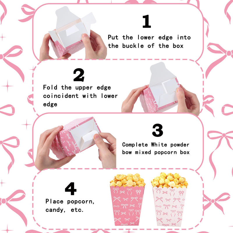 10Pcs Bow Paper Popcorn Boxes  - Wedding Decoration Supply avaliação e preço