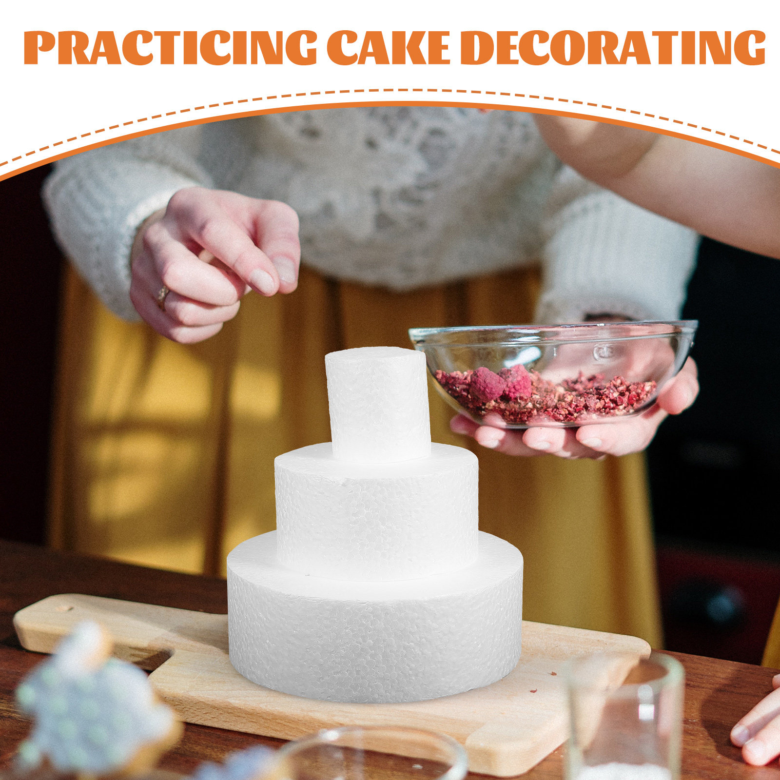 3Pcs DIY Round Cake Dummies Ba - Wedding Decoration Supply avaliação e preço