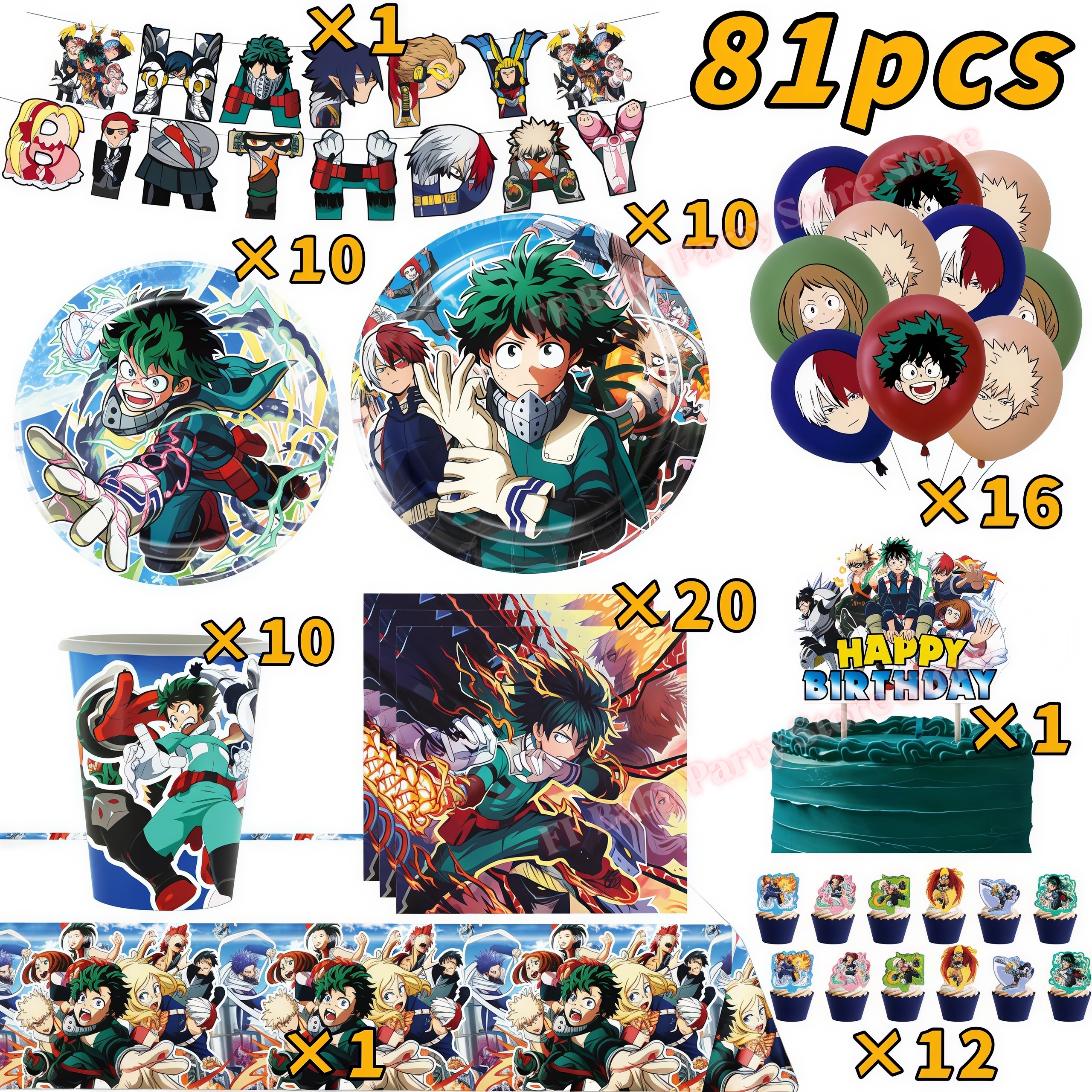 My Heroed Academia Birthday Pa - Confetti Balloon Set avaliação e preço