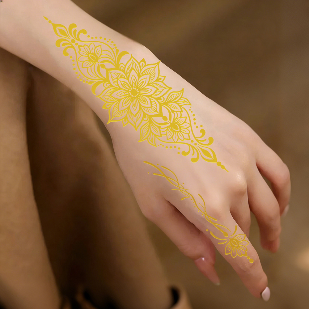 1pc Metallic Flower Tattoo Sti - Wedding Sutra avaliação e preço
