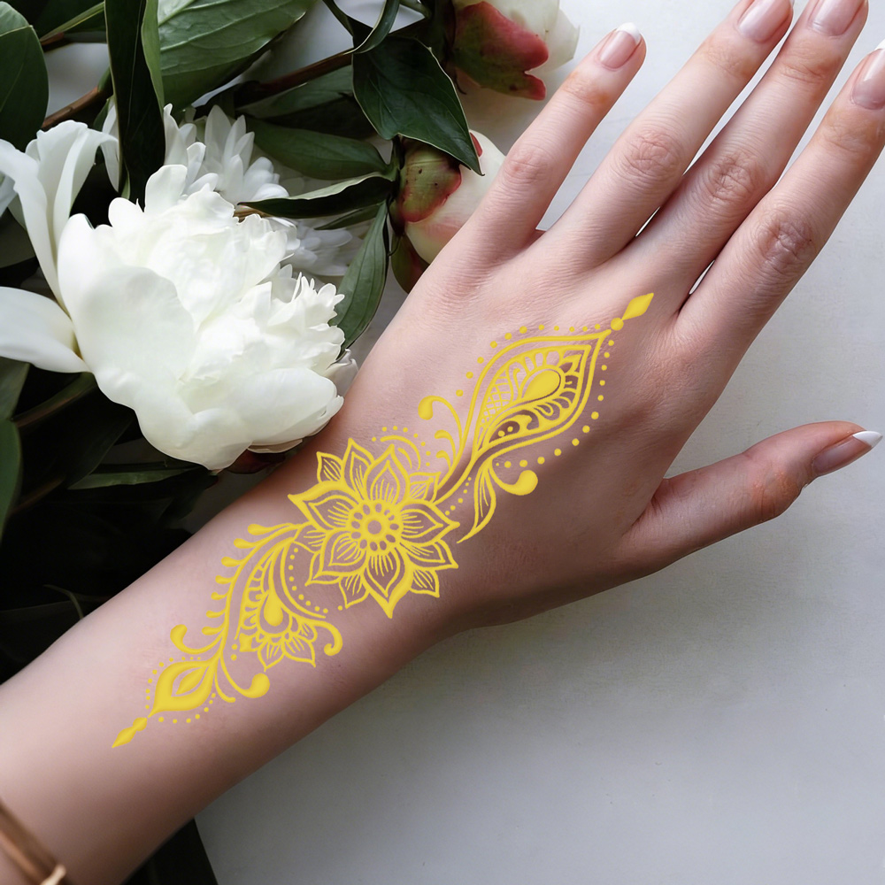 1pc Metallic Flower Tattoo Sti - Wedding Sutra avaliação e preço