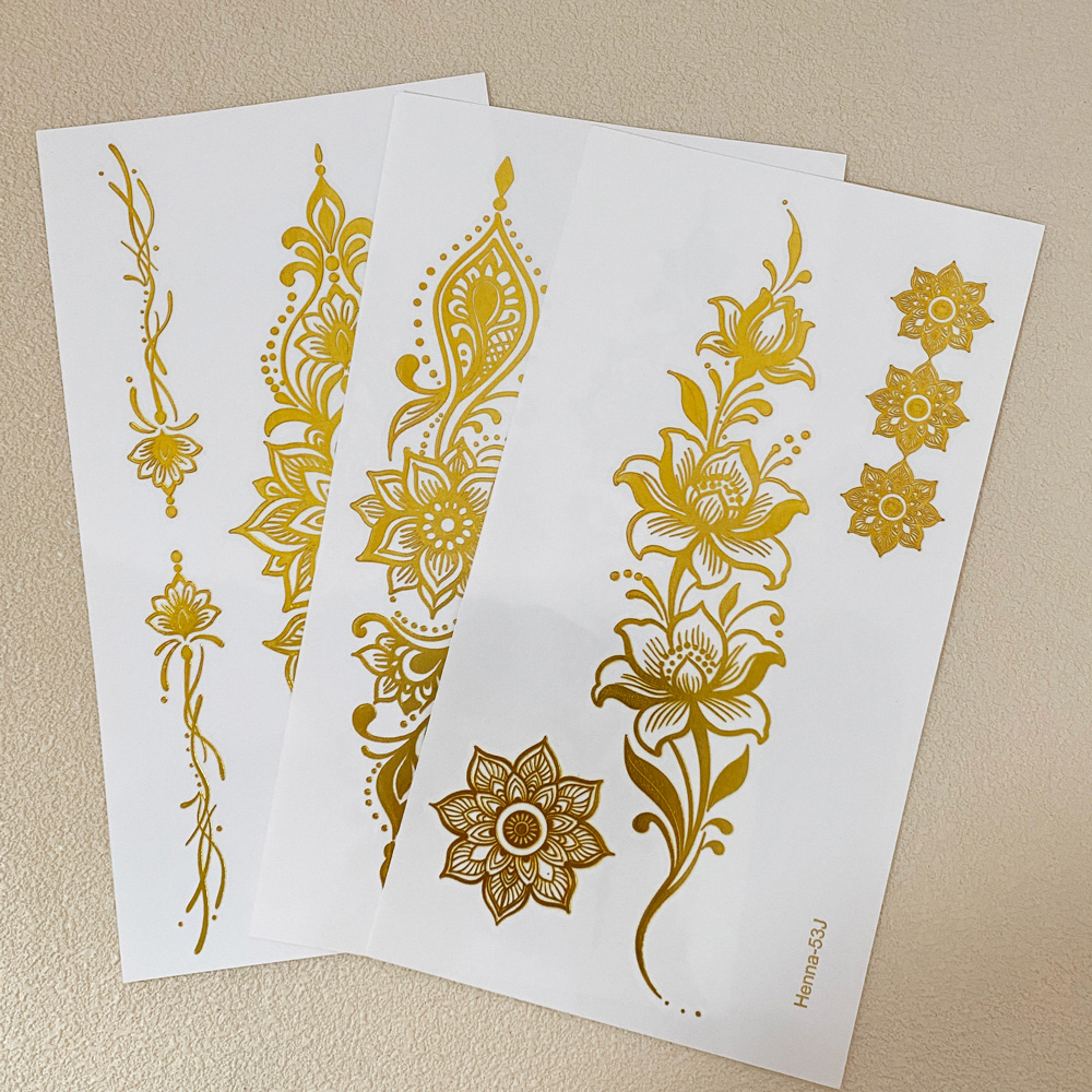 1pc Metallic Flower Tattoo Sti - Wedding Sutra avaliação e preço