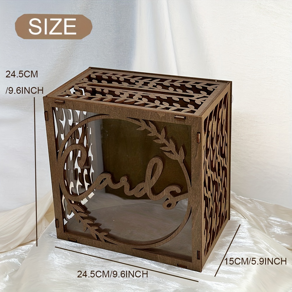 1pc Brown Wooden Wedding Card  - Wedding Card Box avaliação e preço