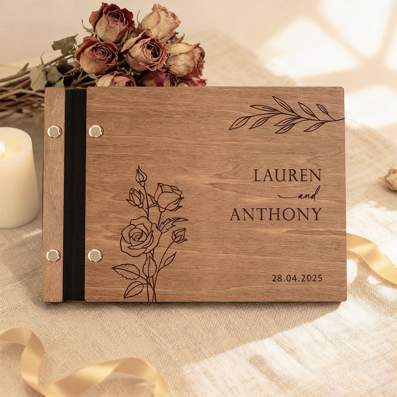 Personalized Wooden Wedding Gu - Personalized Guest Book avaliação e preço