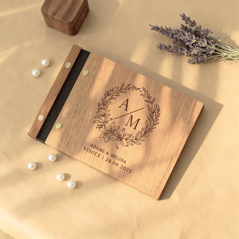 Personalized Wooden Wedding Gu - Personalized Guest Book avaliação e preço