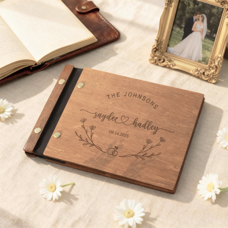 Personalized Wooden Wedding Gu - Personalized Guest Book avaliação e preço