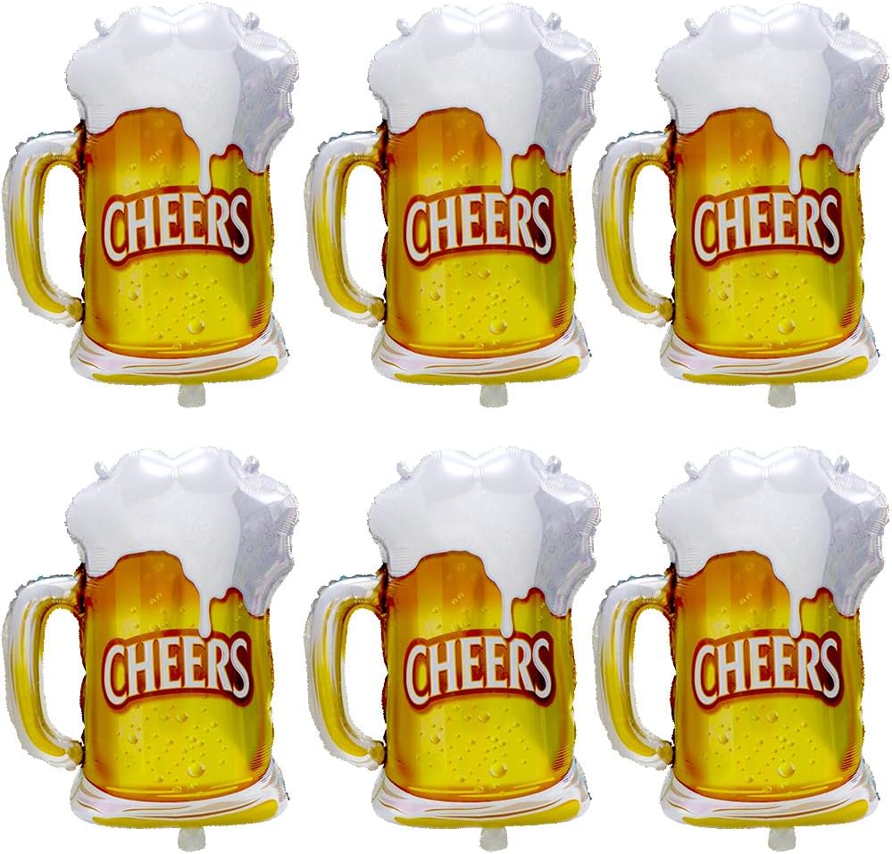 6pcs Cheers Beer Mug Balloons  - Wedding Alcohol Supply avaliação e preço
