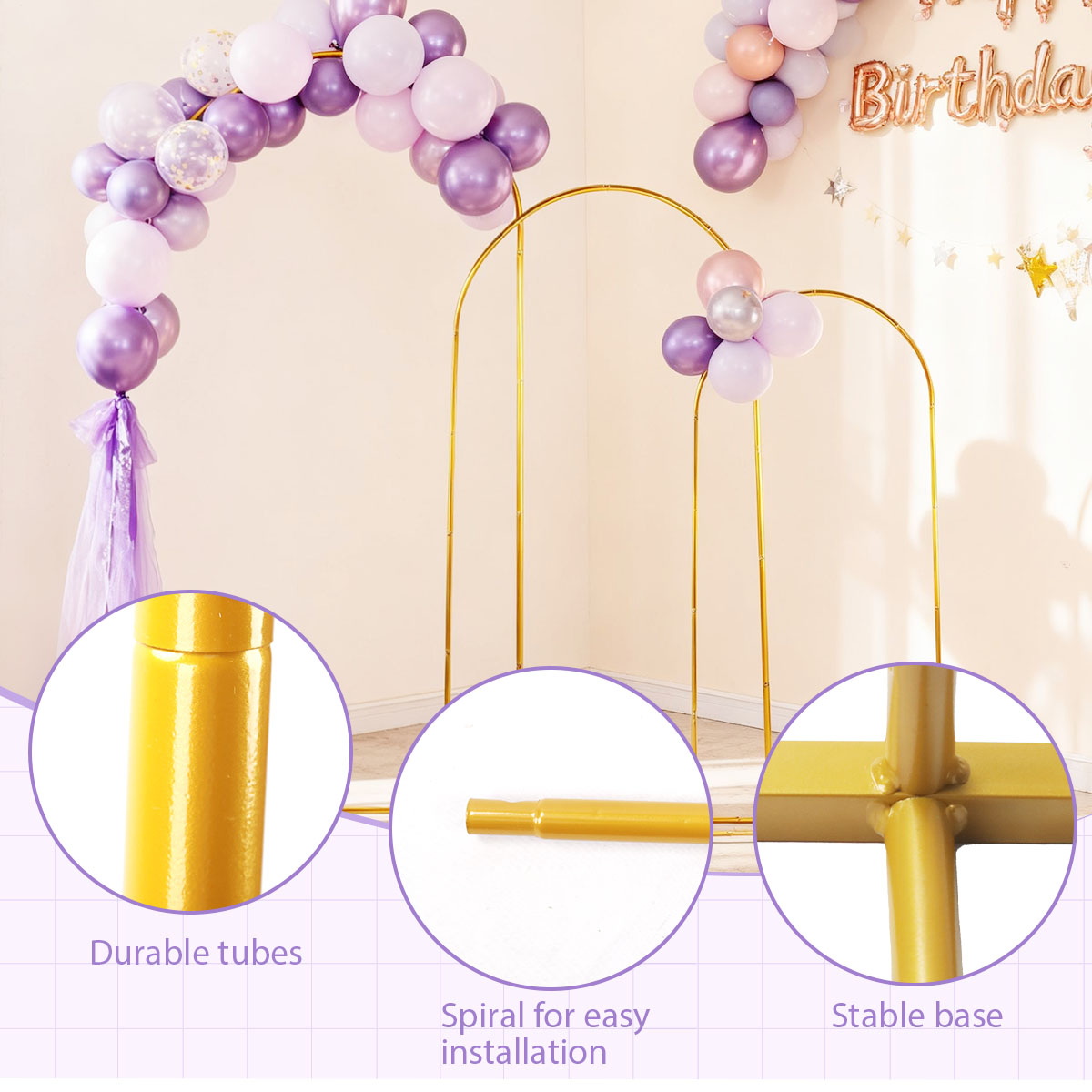 3Pack Golden Metal Arch Kits,  - Confetti Balloon Set avaliação e preço