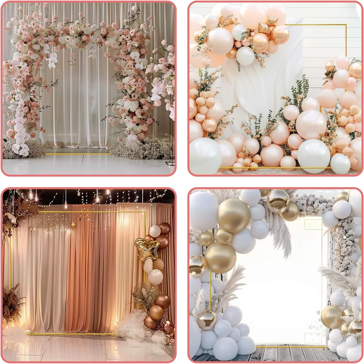 Gold Wedding Arches Square Bac - Confetti Balloon Set avaliação e preço